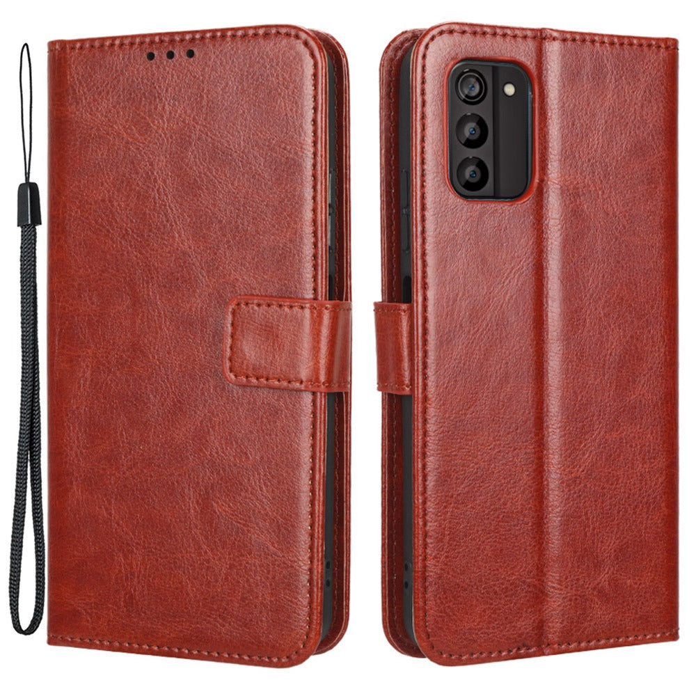 For Nokia G100 Crazy Horse Texture Wallet Phone Case PU Leather Stand Feature Magnetic Flip Cover with Strap