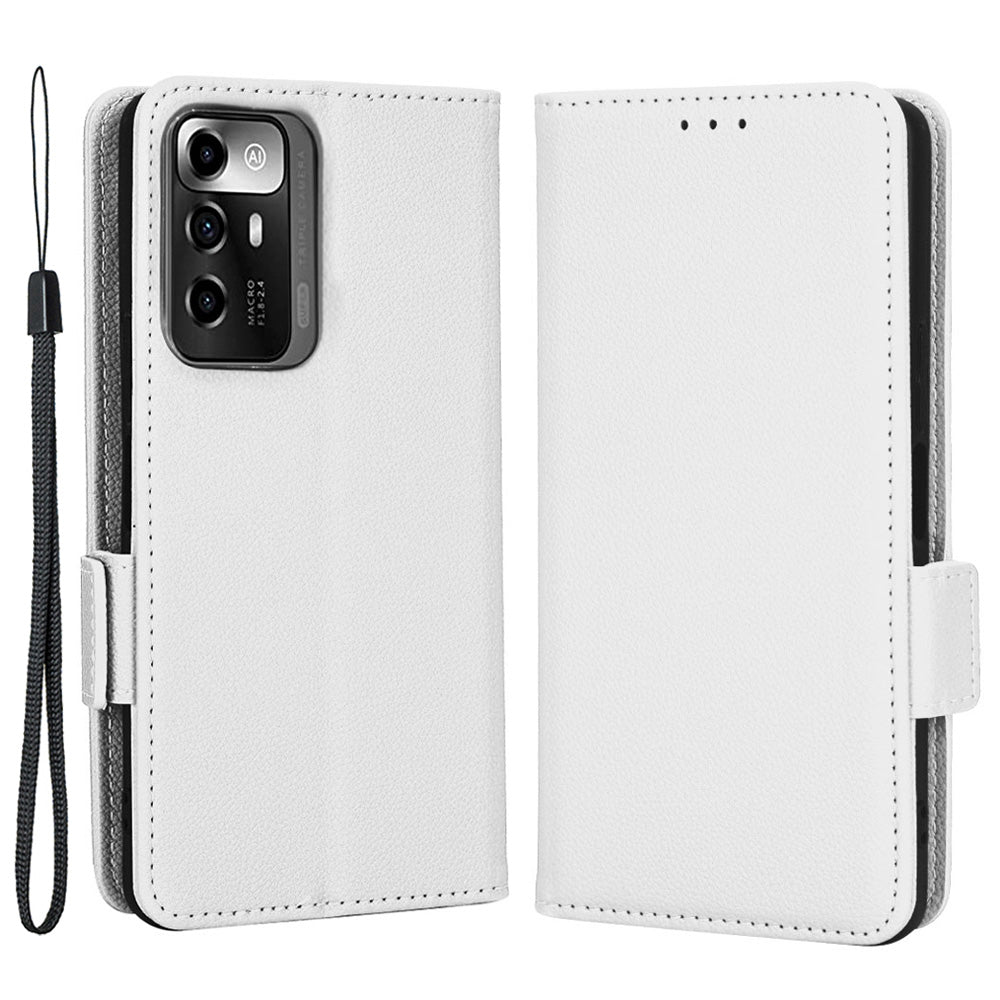 Litchi Texture Phone Case for ZTE Blade A72 5G, Stand Wallet PU Leather Magnetic Clasp Protective Cover