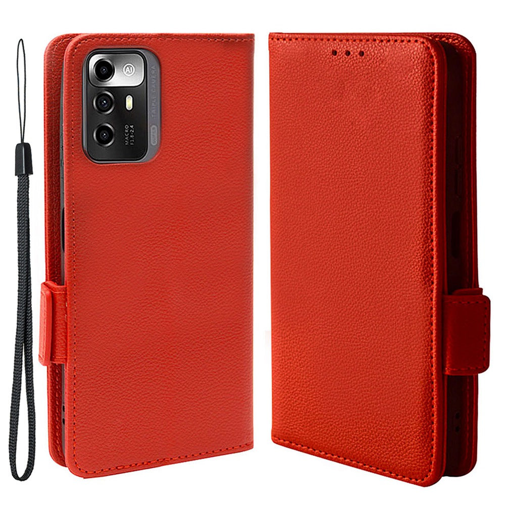 Litchi Texture Phone Case for ZTE Blade A72 5G, Stand Wallet PU Leather Magnetic Clasp Protective Cover