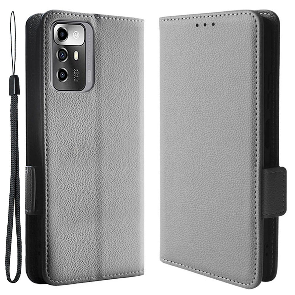 Litchi Texture Phone Case for ZTE Blade A72 5G, Stand Wallet PU Leather Magnetic Clasp Protective Cover