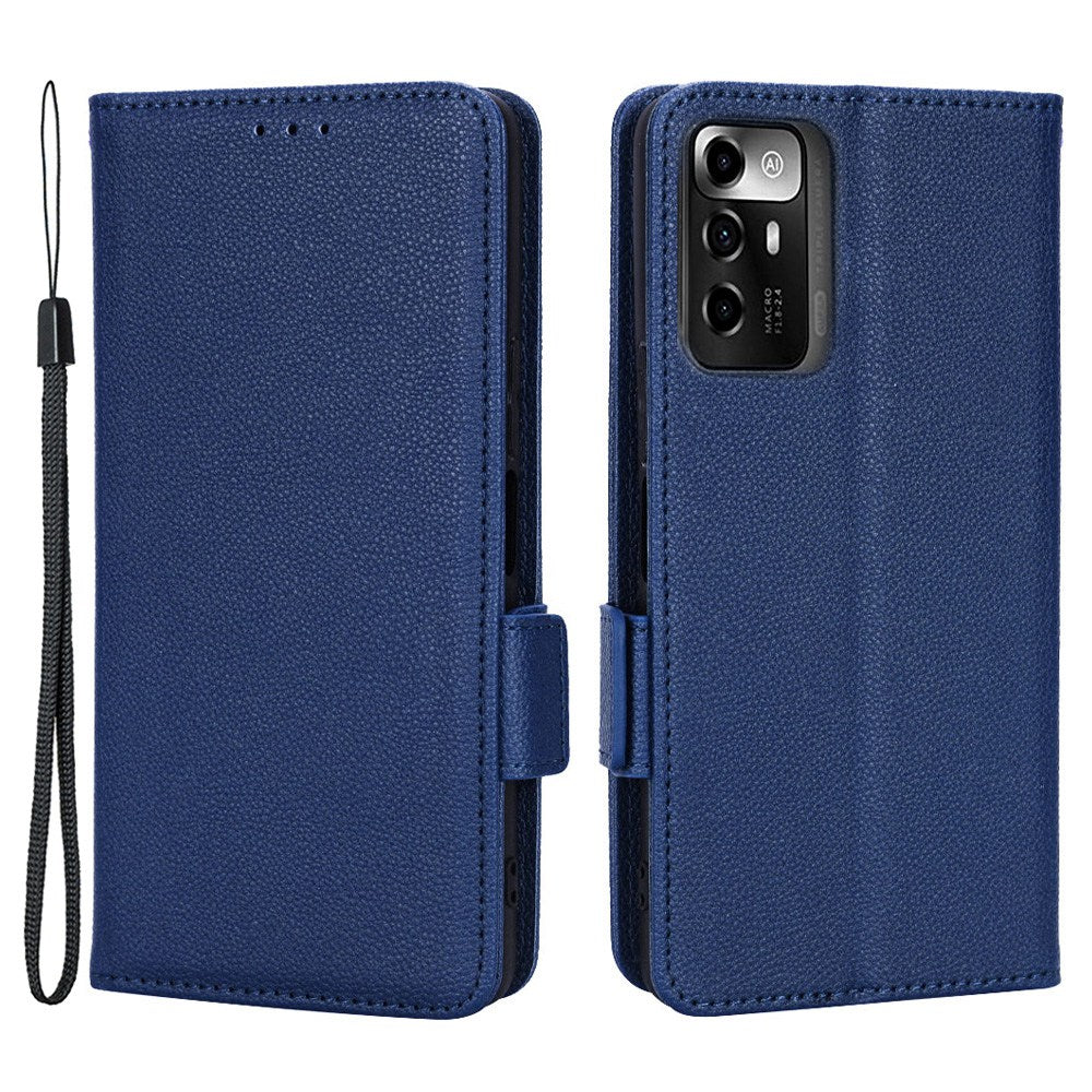 Litchi Texture Phone Case for ZTE Blade A72 5G, Stand Wallet PU Leather Magnetic Clasp Protective Cover