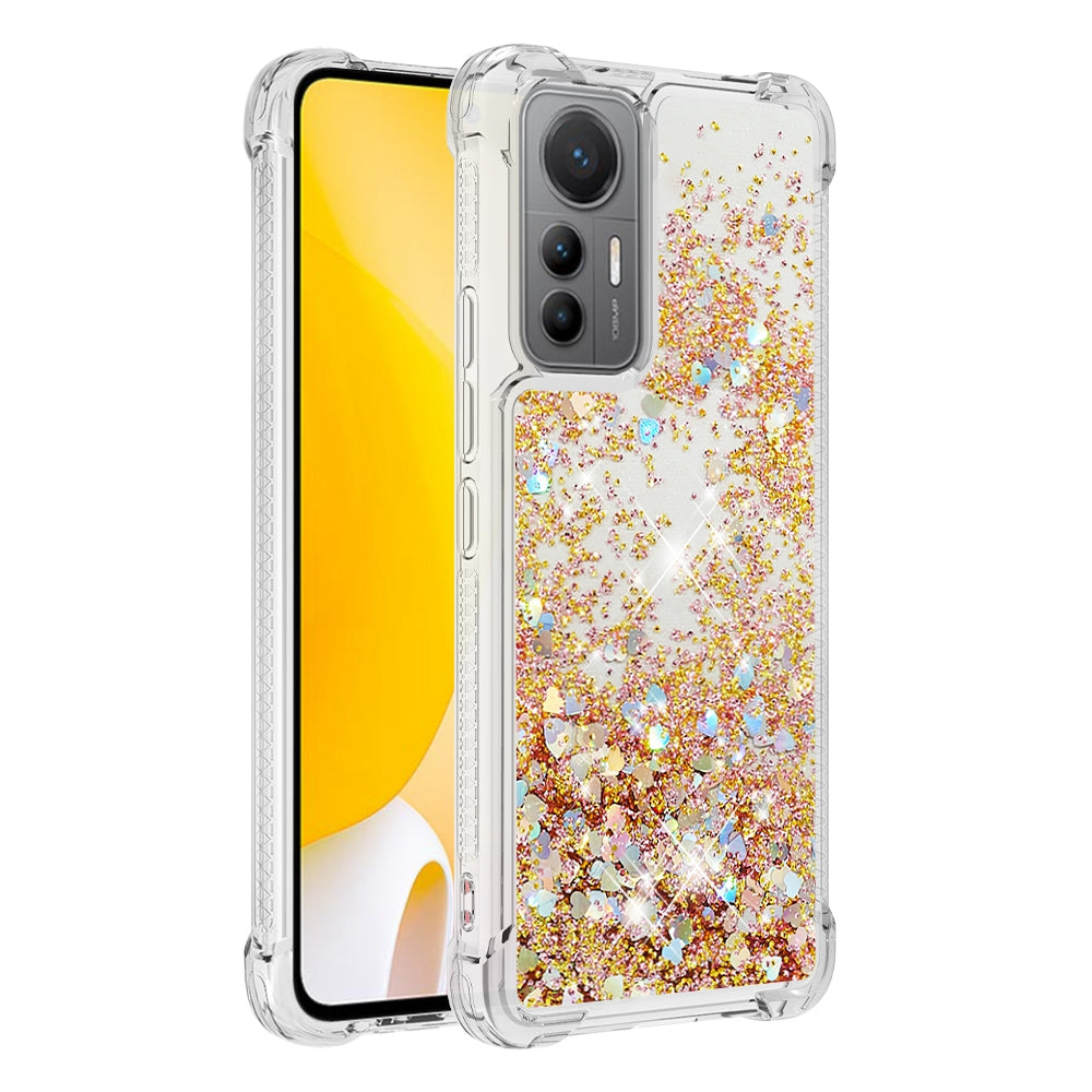 YB Quicksand Series-1 for Xiaomi 12 Lite 5G Soft TPU Drop-proof Cover Cellphone Protective Case with Liquid Floating Glitter Sequins