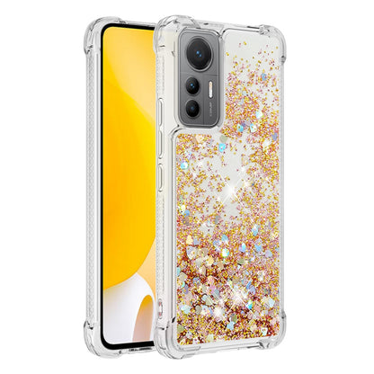 YB Quicksand Series-1 for Xiaomi 12 Lite 5G Soft TPU Drop-proof Cover Cellphone Protective Case with Liquid Floating Glitter Sequins