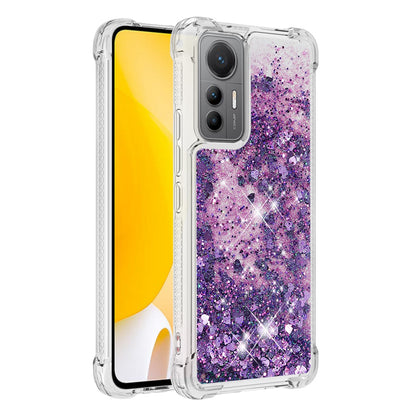 YB Quicksand Series-1 for Xiaomi 12 Lite 5G Soft TPU Drop-proof Cover Cellphone Protective Case with Liquid Floating Glitter Sequins