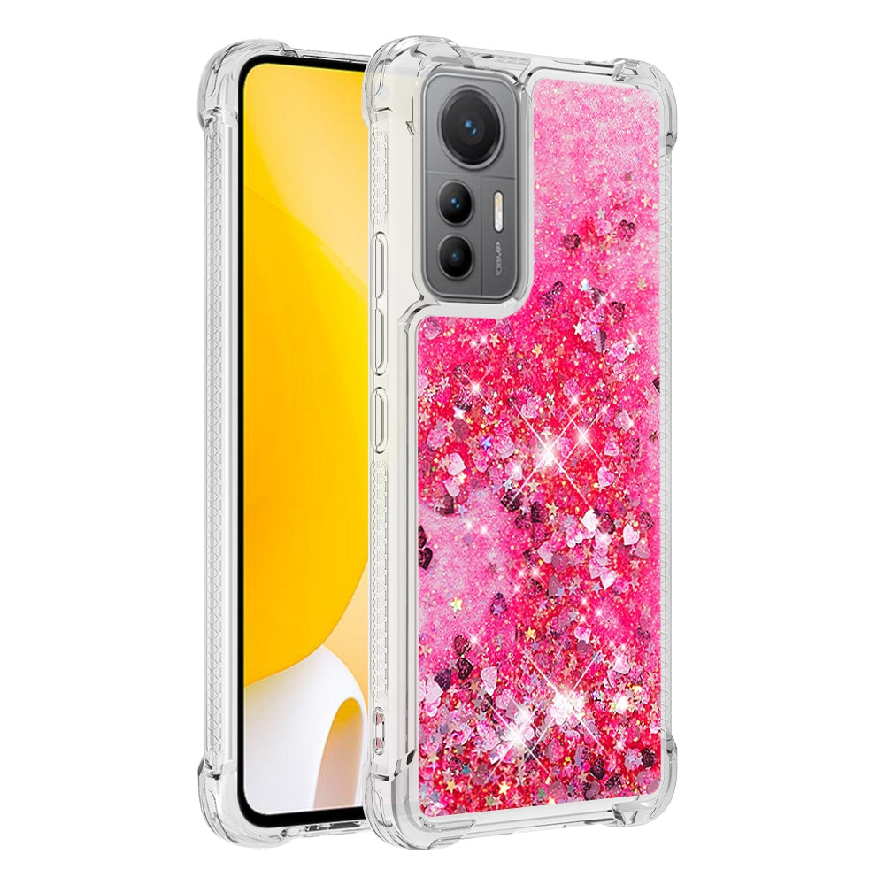 YB Quicksand Series-1 for Xiaomi 12 Lite 5G Soft TPU Drop-proof Cover Cellphone Protective Case with Liquid Floating Glitter Sequins