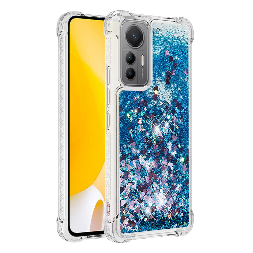 YB Quicksand Series-1 for Xiaomi 12 Lite 5G Soft TPU Drop-proof Cover Cellphone Protective Case with Liquid Floating Glitter Sequins