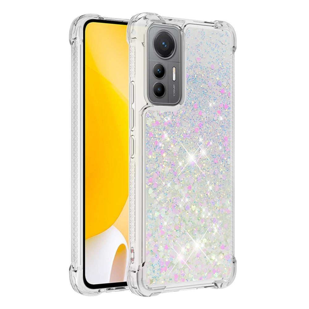 YB Quicksand Series-1 for Xiaomi 12 Lite 5G Soft TPU Drop-proof Cover Cellphone Protective Case with Liquid Floating Glitter Sequins