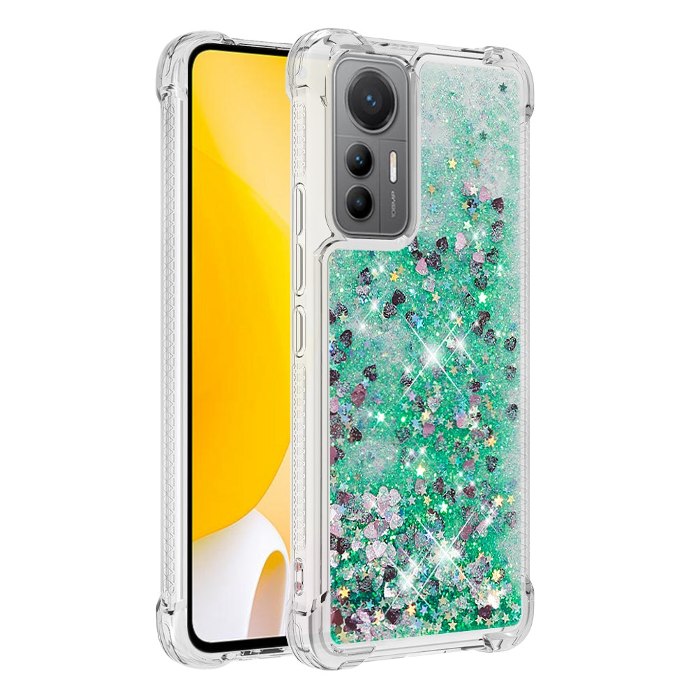 YB Quicksand Series-1 for Xiaomi 12 Lite 5G Soft TPU Drop-proof Cover Cellphone Protective Case with Liquid Floating Glitter Sequins