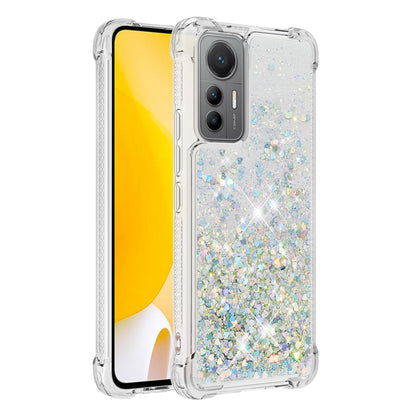 YB Quicksand Series-1 for Xiaomi 12 Lite 5G Soft TPU Drop-proof Cover Cellphone Protective Case with Liquid Floating Glitter Sequins