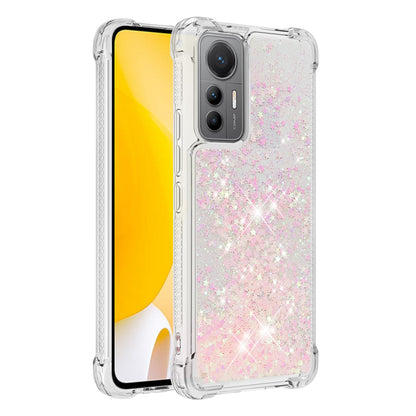 YB Quicksand Series-1 for Xiaomi 12 Lite 5G Soft TPU Drop-proof Cover Cellphone Protective Case with Liquid Floating Glitter Sequins