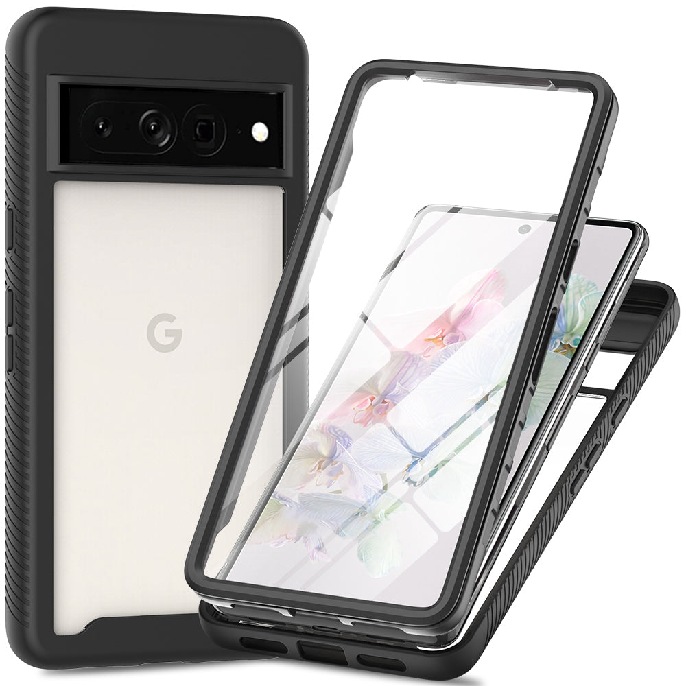 For Google Pixel 7 Pro 5G PET Screen Protector Phone Case Hard PC + Soft TPU Shockproof Cover