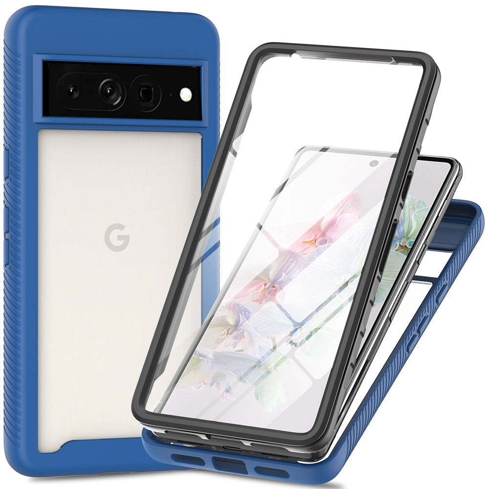 For Google Pixel 7 Pro 5G PET Screen Protector Phone Case Hard PC + Soft TPU Shockproof Cover