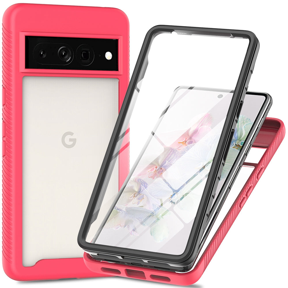 For Google Pixel 7 Pro 5G PET Screen Protector Phone Case Hard PC + Soft TPU Shockproof Cover