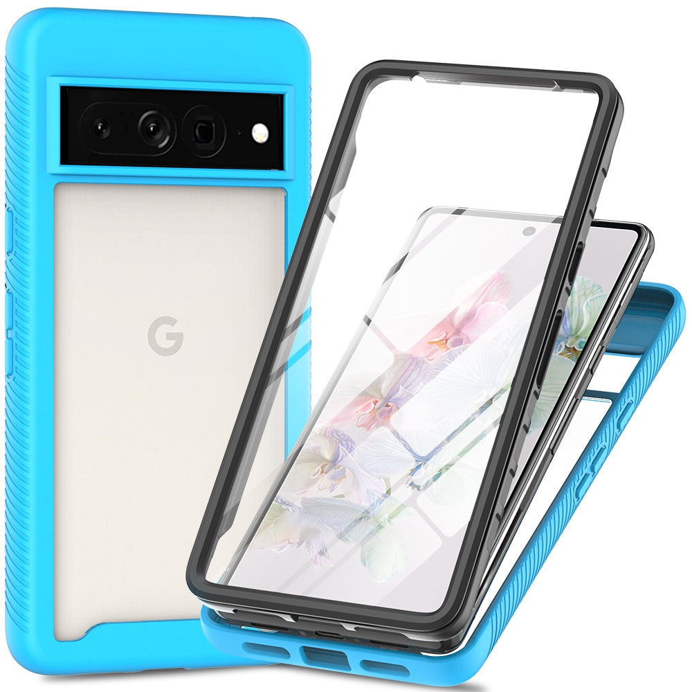 For Google Pixel 7 Pro 5G PET Screen Protector Phone Case Hard PC + Soft TPU Shockproof Cover