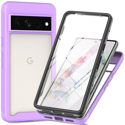 For Google Pixel 7 Pro 5G PET Screen Protector Phone Case Hard PC + Soft TPU Shockproof Cover