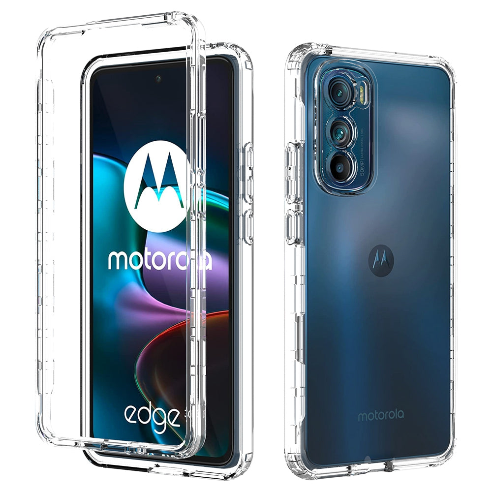 For Motorola Edge 30 5G Soft TPU + Hard PC Case Stylish Gradient Color Crystal Clear Anti-drop Phone Cover