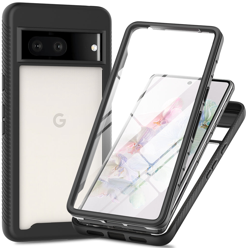 For Google Pixel 7 5G PC + TPU Full Protection Phone Case Anti-drop Protective Cover with PET Screen Protector