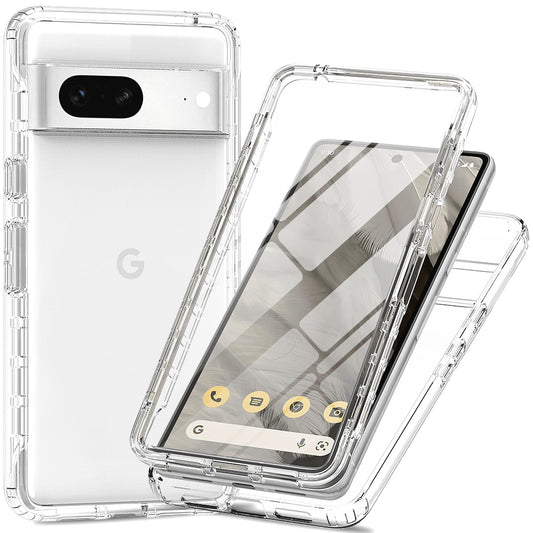 For Google Pixel 7 5G 3-in-1 Hybrid PC + TPU Cell Phone Shell Cover Gradient Shockproof Case with PET Screen Protector