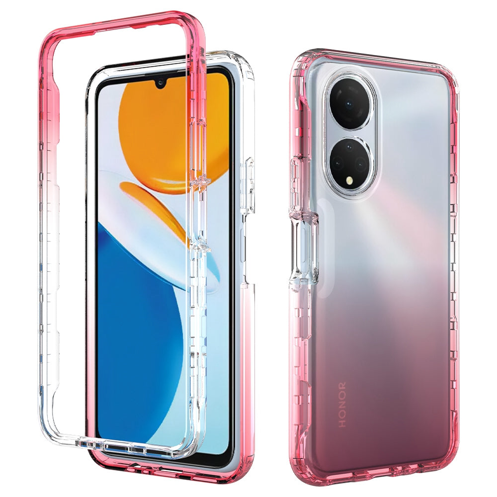 Transparent TPU + PC Hybrid Case for Honor X7, Gradient Color Drop-proof Protective Phone Cover