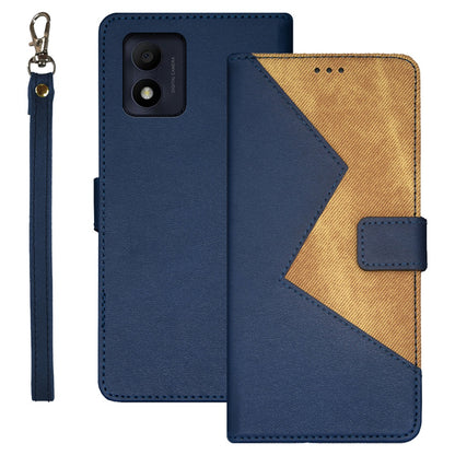 IDEWEI For Alcatel 1B (2022) Splicing PU Leather Stand Case Card Holder Magnetic Clasp Phone Cover with Hand Strap