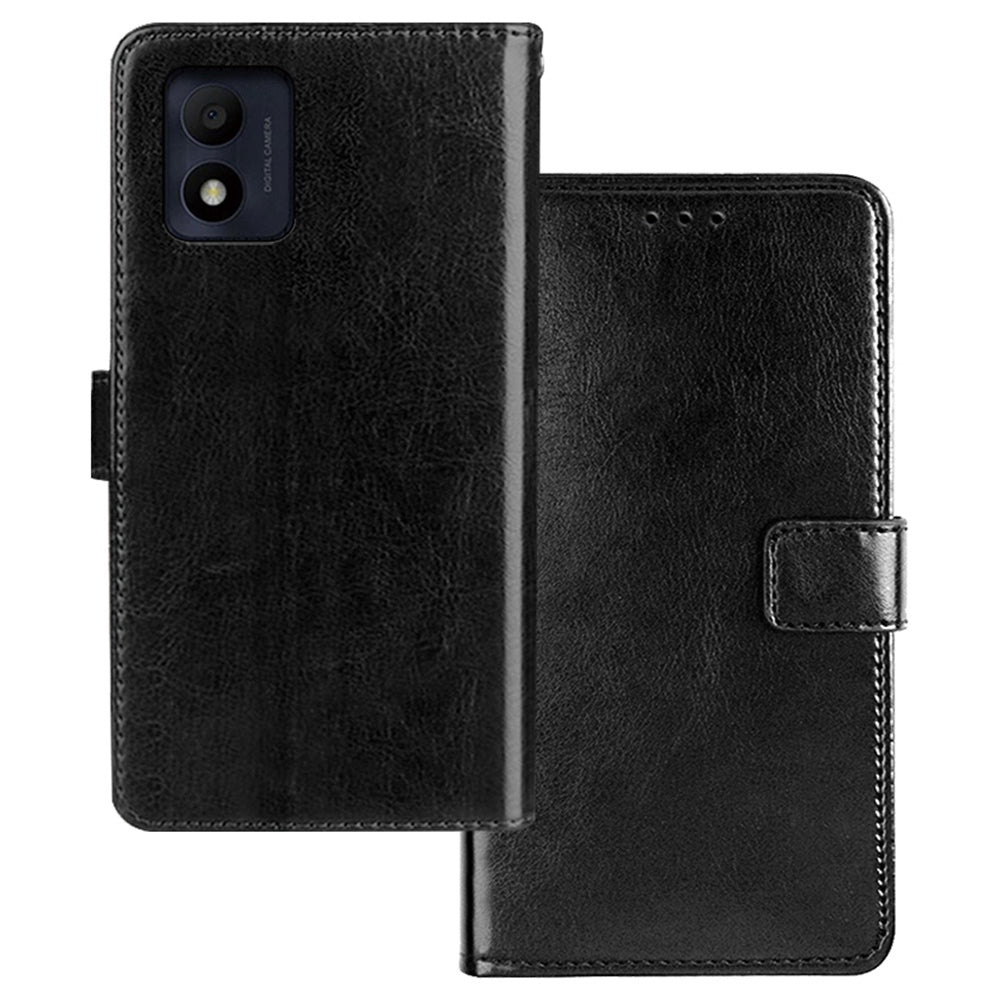 IDEWEI For Alcatel 1B (2022) Crazy Horse Texture Phone Case Anti-fall Wallet Stand PU Leather Smartphone Cover