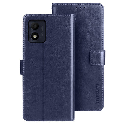 IDEWEI For Alcatel 1B (2022) Crazy Horse Texture PU Leather Phone Cover Folio Flip Full Protection Cover with Stand Wallet