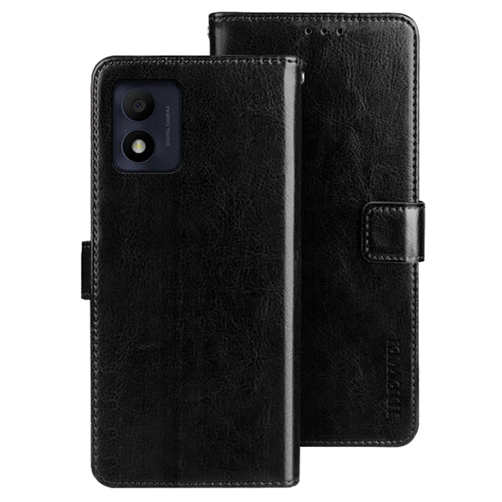 IDEWEI For Alcatel 1B (2022) Crazy Horse Texture PU Leather Phone Cover Folio Flip Full Protection Cover with Stand Wallet