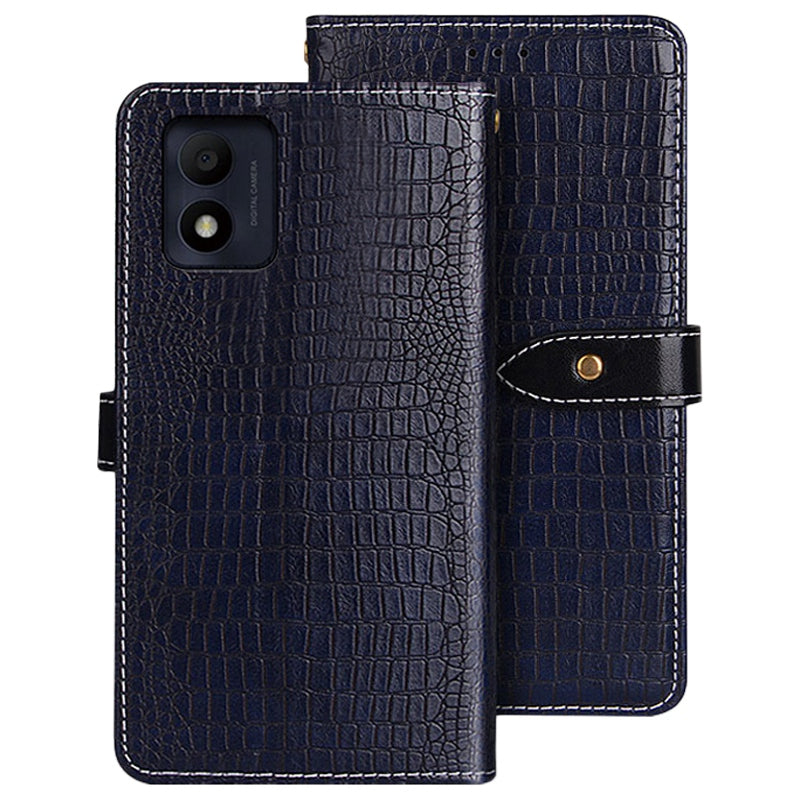 IDEWEI For Alcatel 1B (2022) Crocodile Texture PU Leather Phone Case Stand Wallet Magnetic Clasp Cover