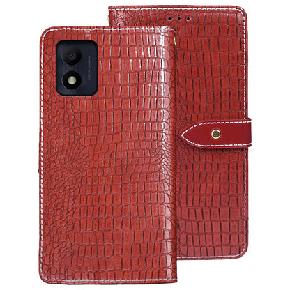 IDEWEI For Alcatel 1B (2022) Crocodile Texture PU Leather Phone Case Stand Wallet Magnetic Clasp Cover