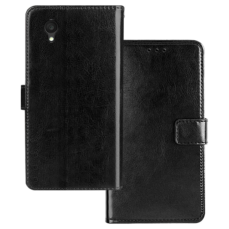 IDEWEI For Alcatel 1 Ultra Wallet Feature Magnetic Closure Phone Case Crazy Horse Texture Fall Proof PU Leather Flip Cover with Stand