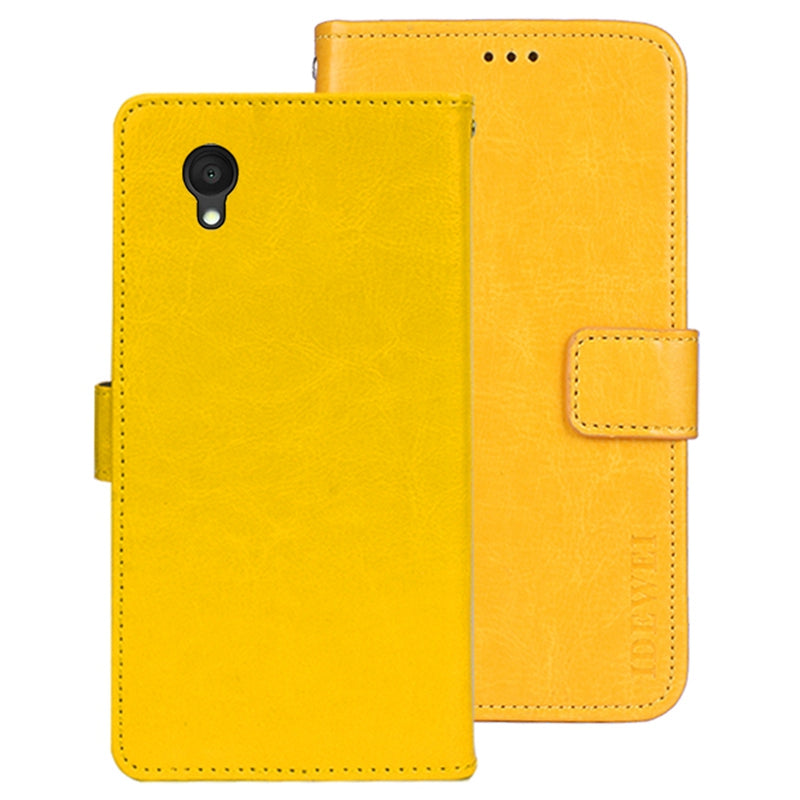 IDEWEI For Alcatel 1 Ultra Fully Wrapped PU Leather Flip Stand Wallet Cover Crazy Horse Texture Phone Protective Case