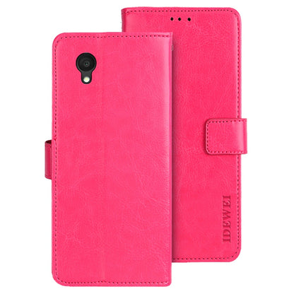 IDEWEI For Alcatel 1 Ultra Fully Wrapped PU Leather Flip Stand Wallet Cover Crazy Horse Texture Phone Protective Case