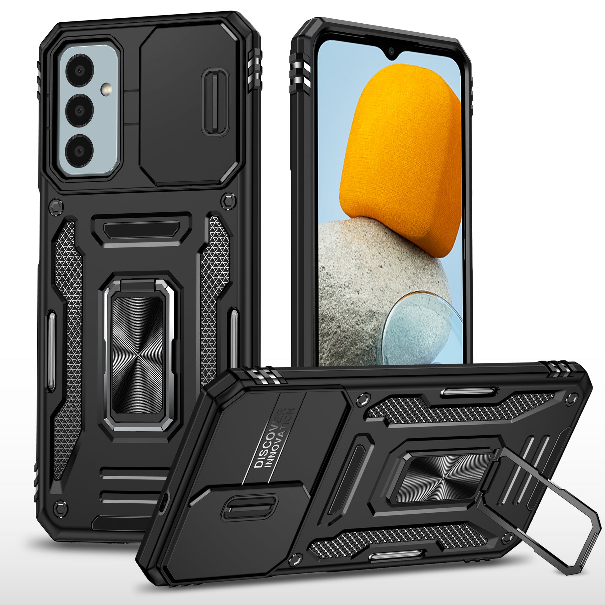 Armor Series for Samsung Galaxy M23 5G / F23 5G / M13 4G PC + TPU Anti-Scratch Phone Case Slide Camera Protection Kickstand Shockproof Cover