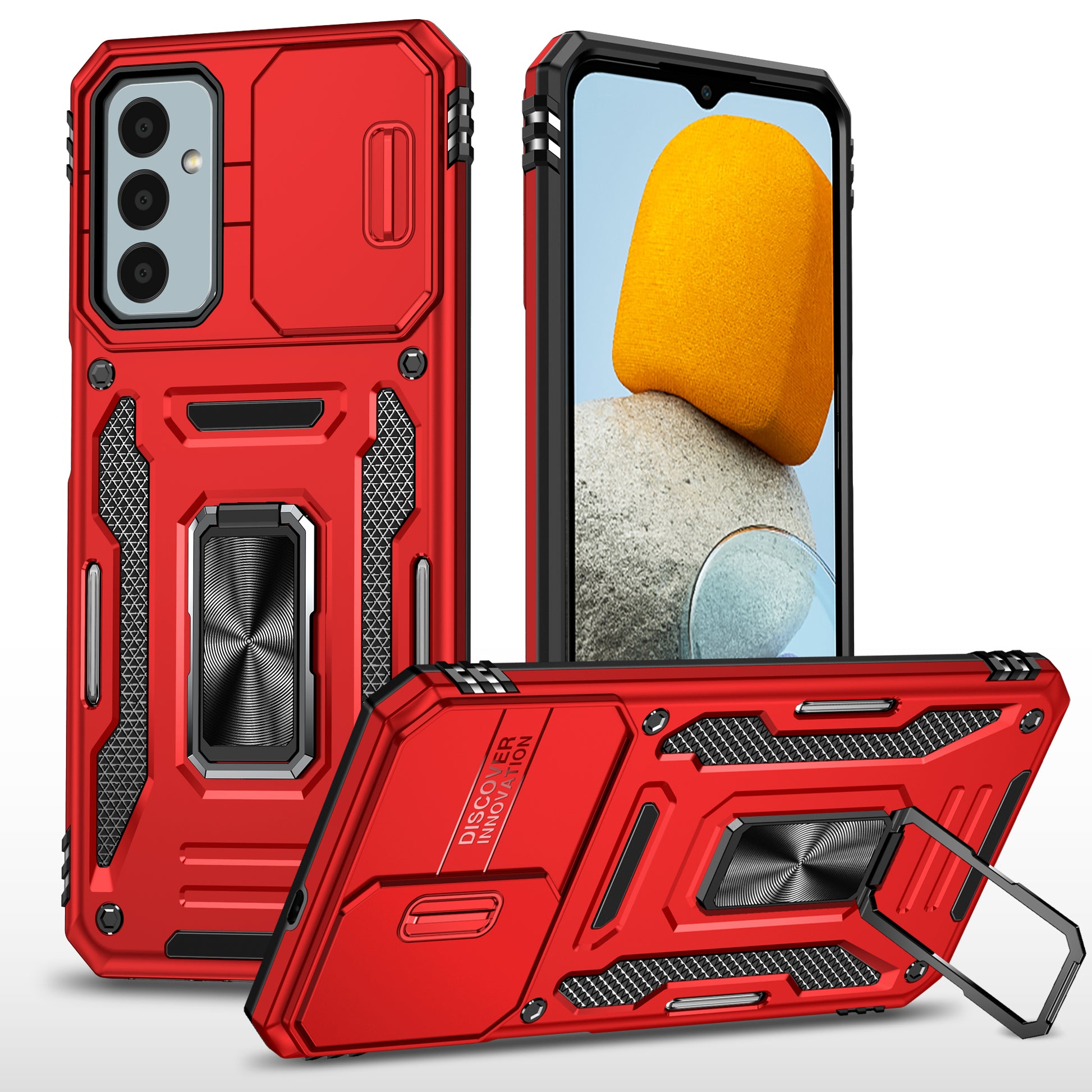 Armor Series for Samsung Galaxy M23 5G / F23 5G / M13 4G PC + TPU Anti-Scratch Phone Case Slide Camera Protection Kickstand Shockproof Cover