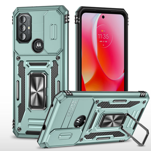 Armor Series for Motorola Moto G Power (2022) / G Pure Slide Camera Protection Case Anti-collision Kickstand PC + TPU Cover