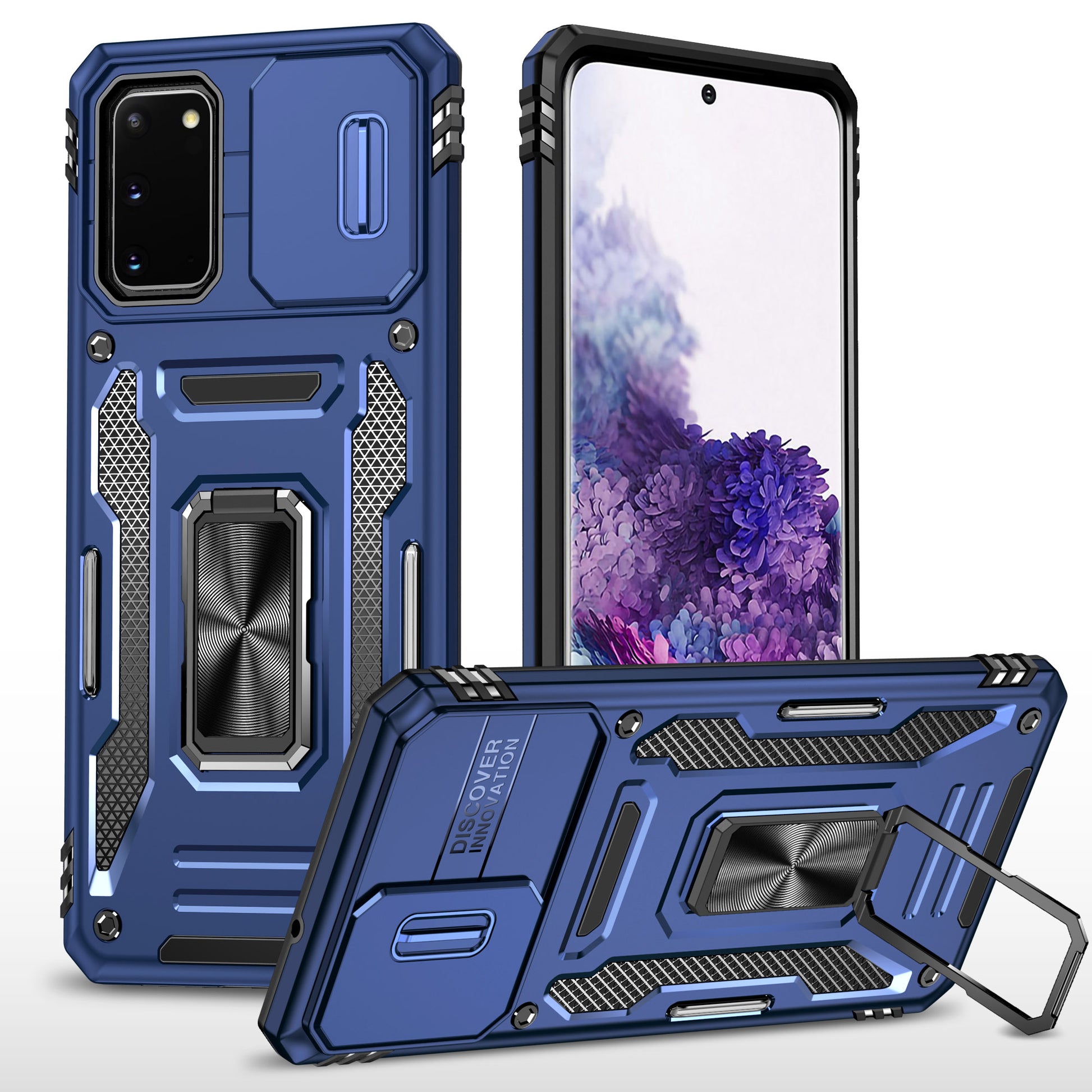 Armor Series for  Samsung Galaxy S20 4G / 5G Kickstand PC + TPU Hybrid Cover Anti-collision Protective Phone Case with Slide Camera Protector