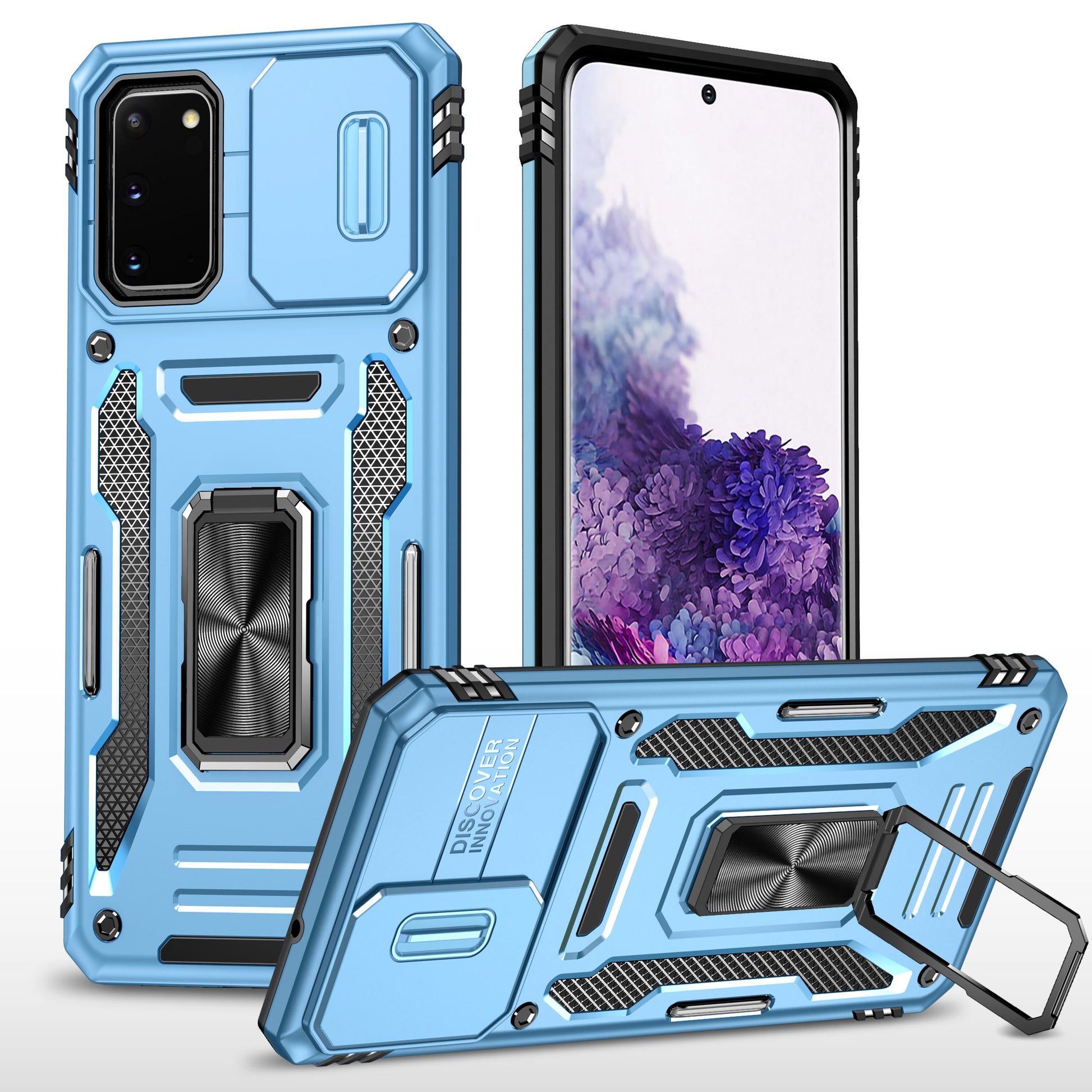 Armor Series for  Samsung Galaxy S20 4G / 5G Kickstand PC + TPU Hybrid Cover Anti-collision Protective Phone Case with Slide Camera Protector