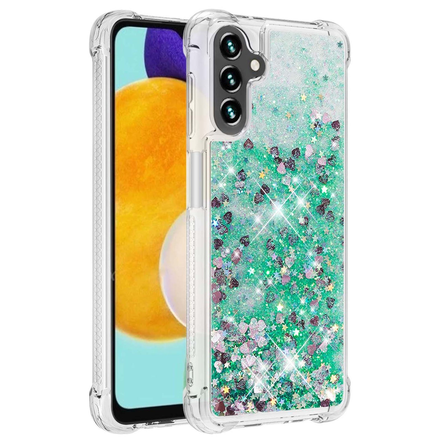 YB Quicksand Series-1 Phone Case for Samsung Galaxy A34 5G Glitter Quicksand Flowing Clear Case Soft TPU Anti-Drop Protective Phone Cover