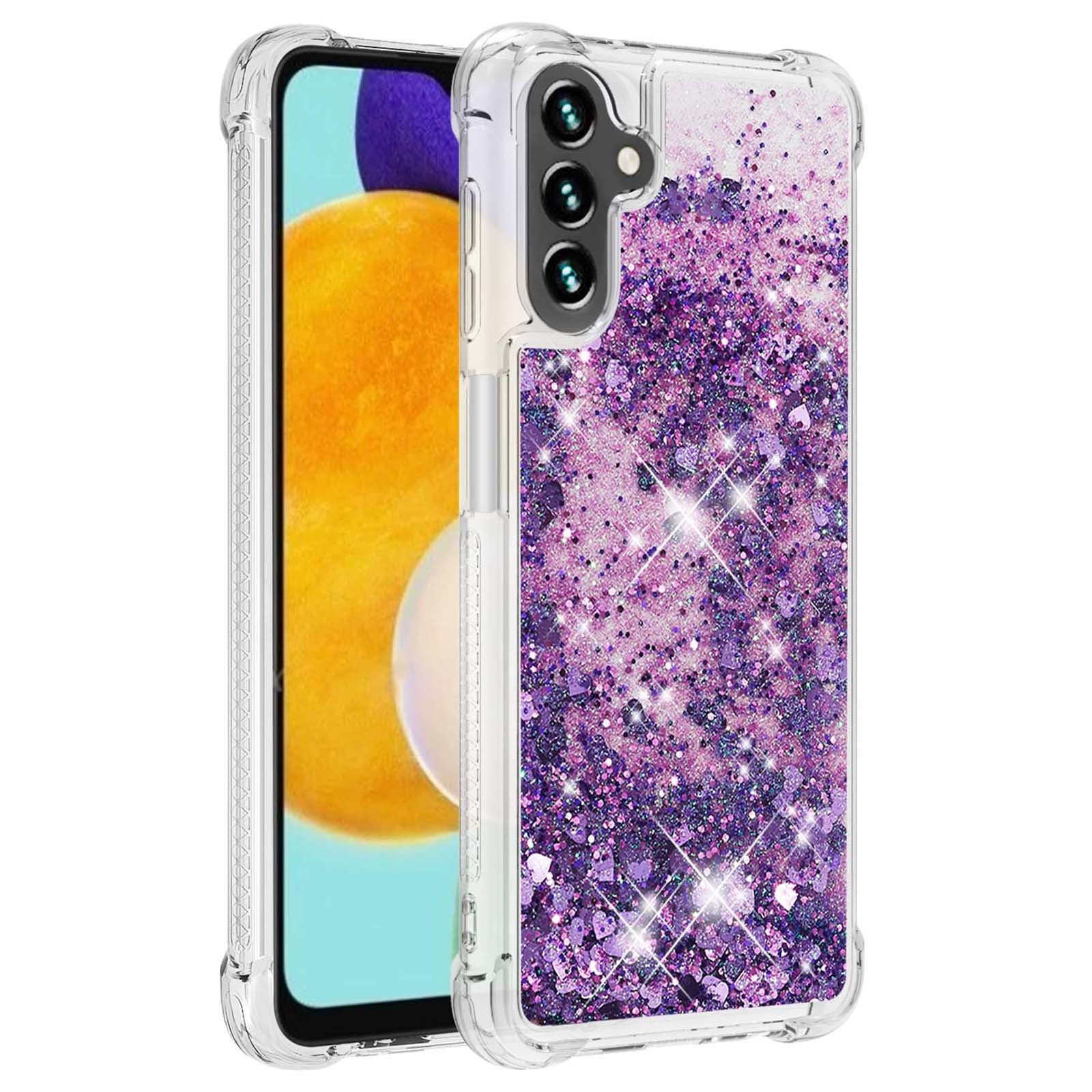 YB Quicksand Series-1 Phone Case for Samsung Galaxy A34 5G Glitter Quicksand Flowing Clear Case Soft TPU Anti-Drop Protective Phone Cover