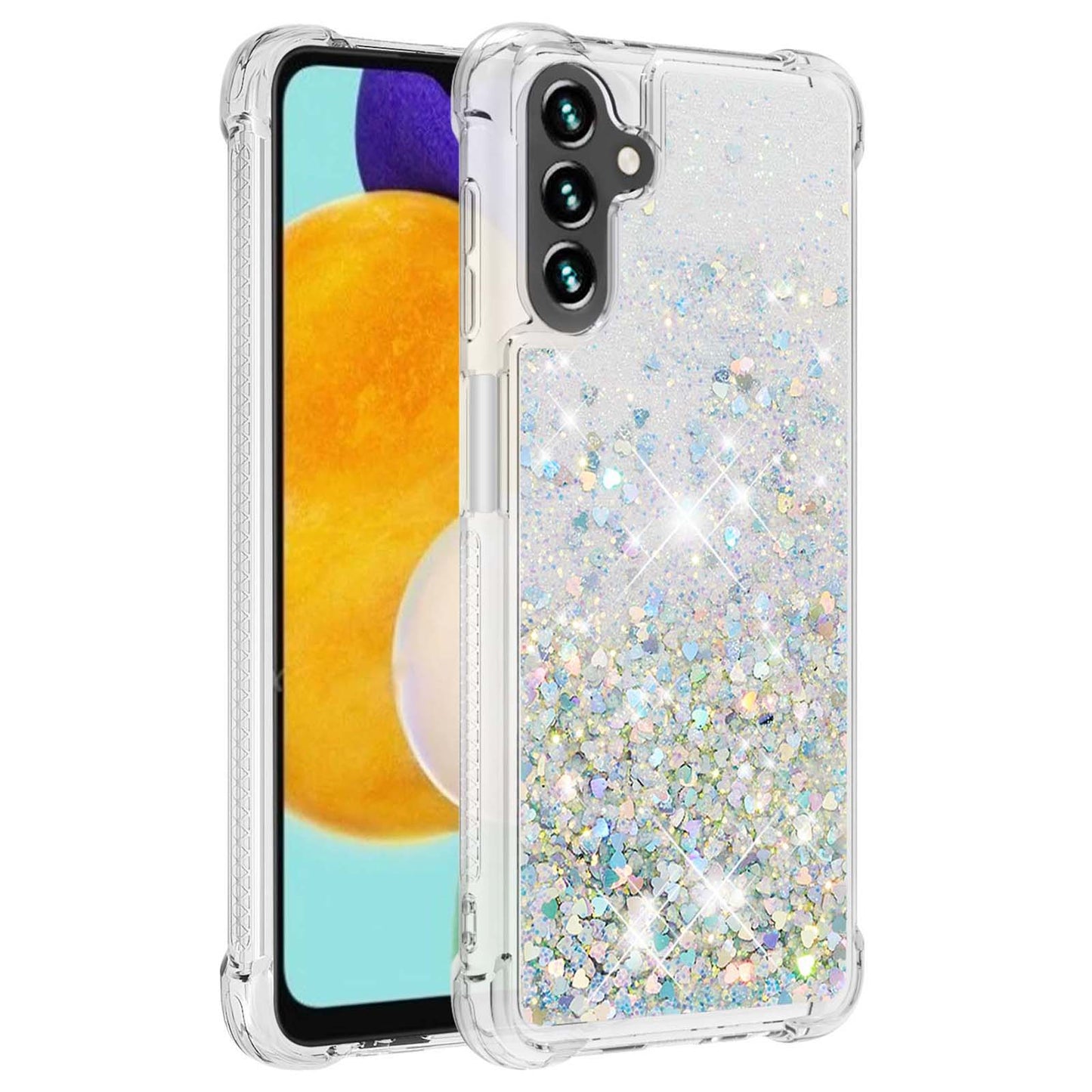 YB Quicksand Series-1 Phone Case for Samsung Galaxy A34 5G Glitter Quicksand Flowing Clear Case Soft TPU Anti-Drop Protective Phone Cover