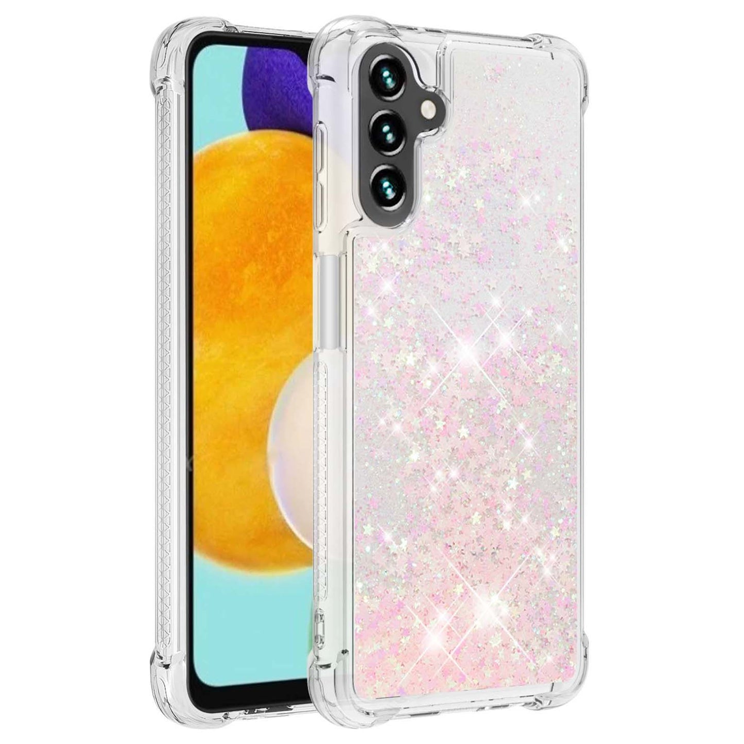 YB Quicksand Series-1 Phone Case for Samsung Galaxy A34 5G Glitter Quicksand Flowing Clear Case Soft TPU Anti-Drop Protective Phone Cover