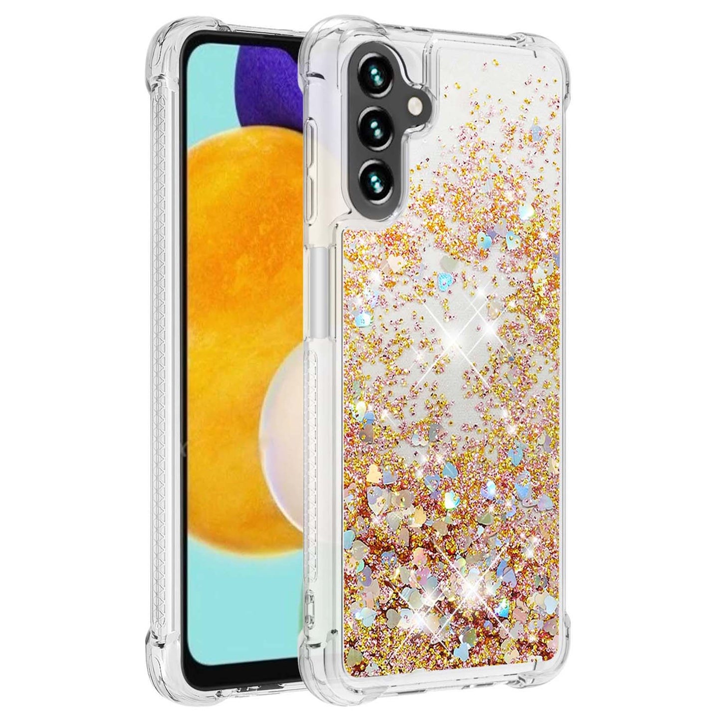 YB Quicksand Series-1 Phone Case for Samsung Galaxy A34 5G Glitter Quicksand Flowing Clear Case Soft TPU Anti-Drop Protective Phone Cover