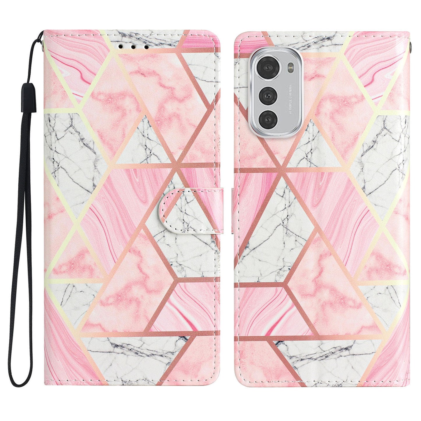 For Motorola Moto E32 4G Pattern Printing PU Leather Anti-drop Phone Case Stand Wallet Flip Magnetic Protective Phone Cover with Strap