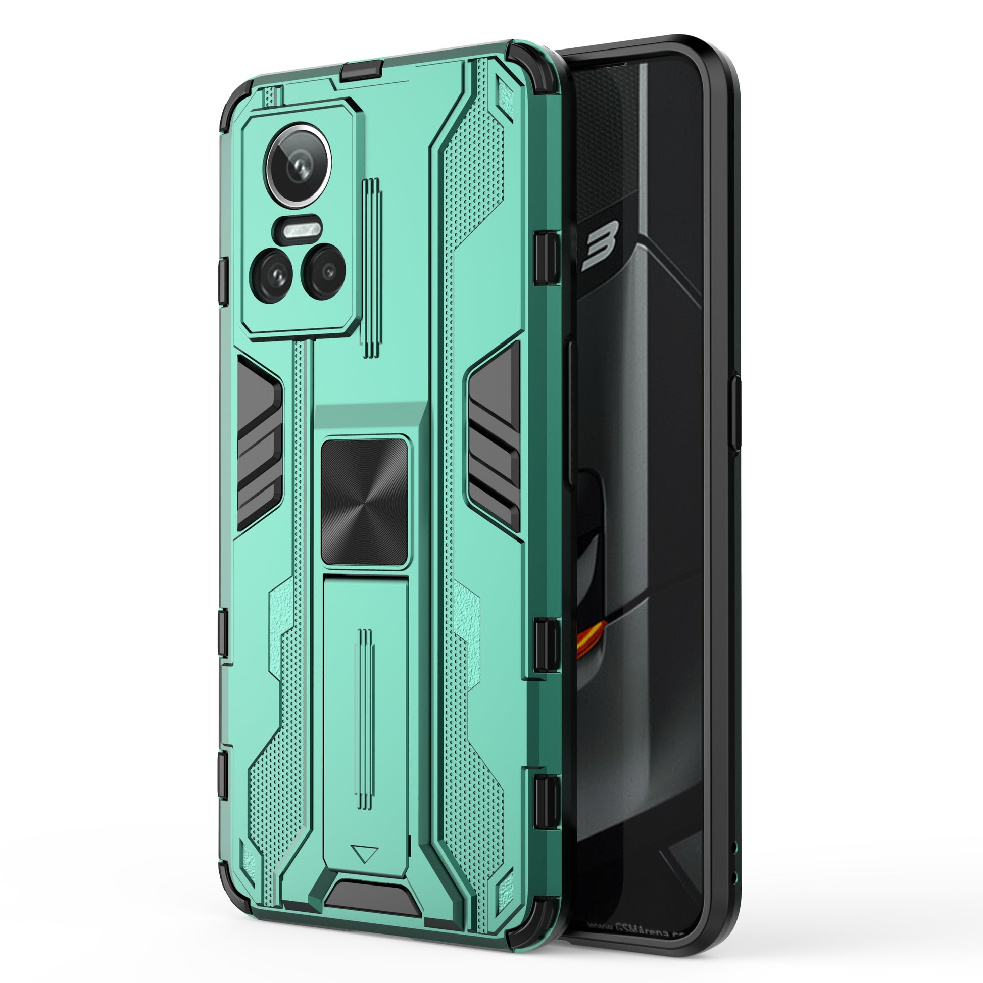 For Realme GT Neo 3 5G Shockproof Kickstand Phone Case Hard PC Soft TPU Dual Layer Protective Cover