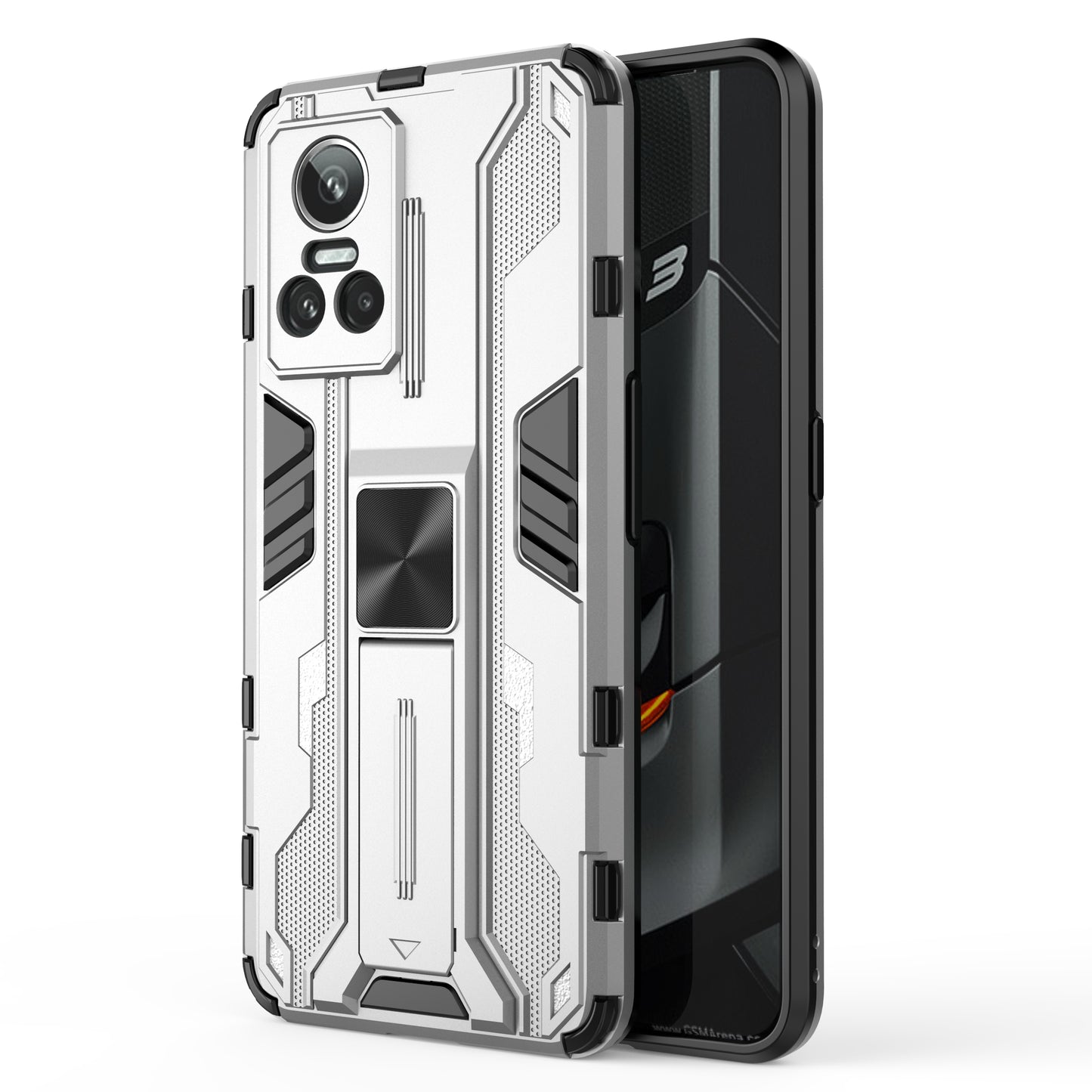 For Realme GT Neo 3 5G Shockproof Kickstand Phone Case Hard PC Soft TPU Dual Layer Protective Cover