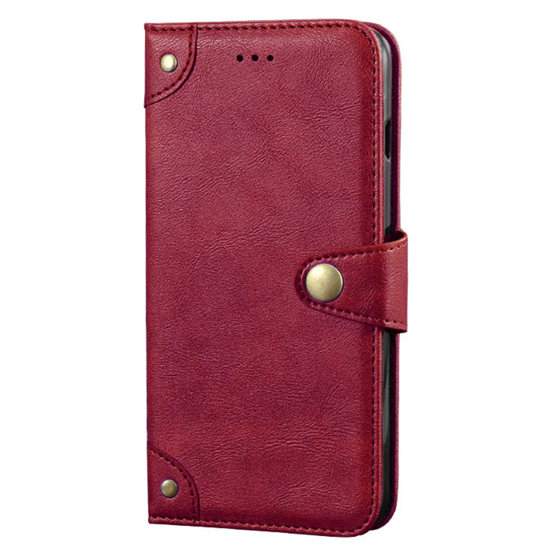 For ZTE Blade A31 Plus Anti-scratch PU Leather Anti-drop Case Rivet Decor Magnetic Wallet Stand Phone Cover