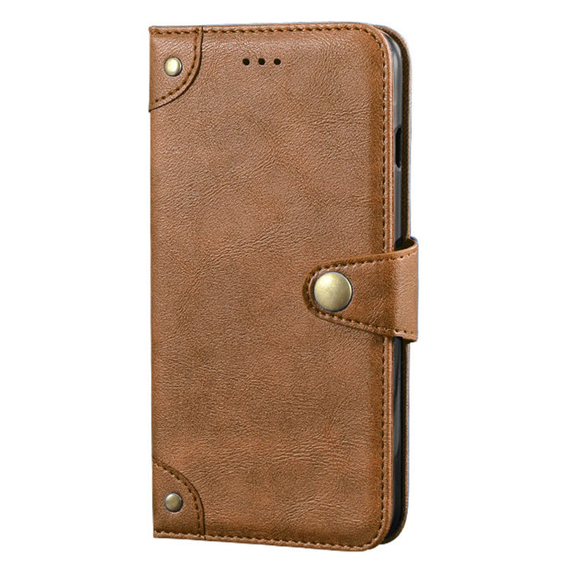 For ZTE Blade A31 Plus Anti-scratch PU Leather Anti-drop Case Rivet Decor Magnetic Wallet Stand Phone Cover