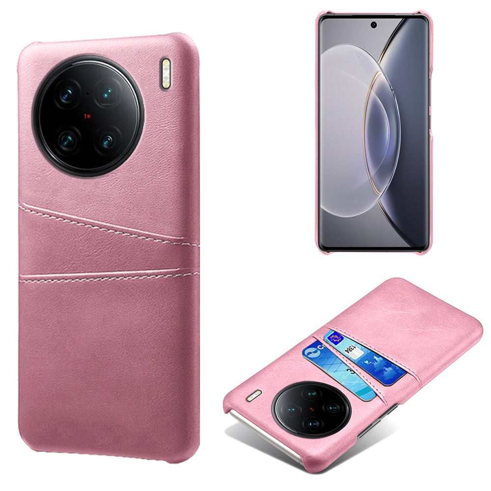 For vivo X90 Pro+ 5G Dual Card Slots Protective Phone Case PU Leather Coated Hard PC Anti-shock Back Cover