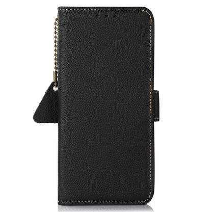 TJ Cell Phone Case Bag for Motorola Edge 40 Pro 5G / Moto X40 5G Genuine Cowhide Leather RFID Blocking Wallet Phone Stand Cover