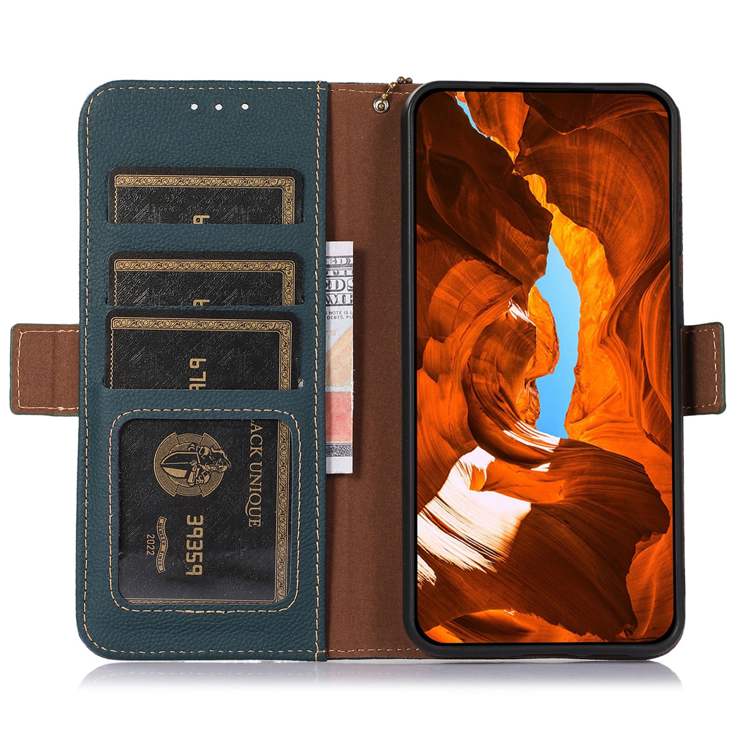 TJ Cell Phone Case Bag for Motorola Edge 40 Pro 5G / Moto X40 5G Genuine Cowhide Leather RFID Blocking Wallet Phone Stand Cover